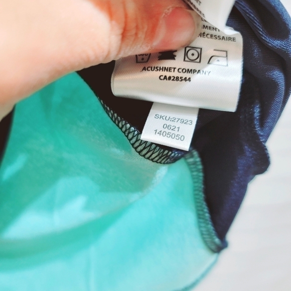 FOOTJOY SLEEVELESS JACQUARD BACK GOLF POLO SZ SMALL NAVY & AQUA - Picture 9 of 15